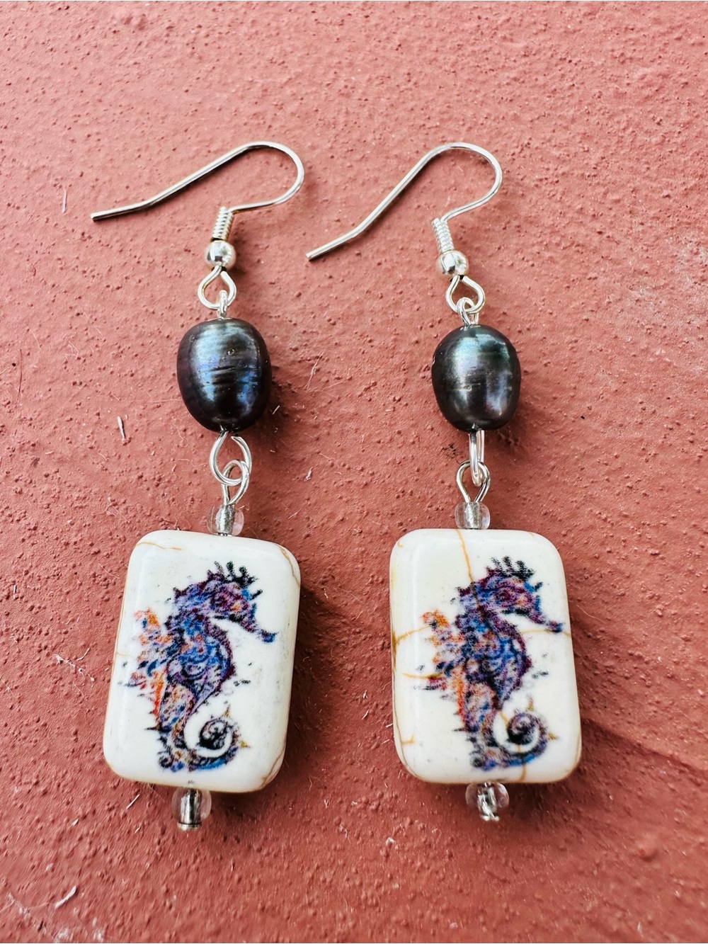 Pearly Seahorse Earrings